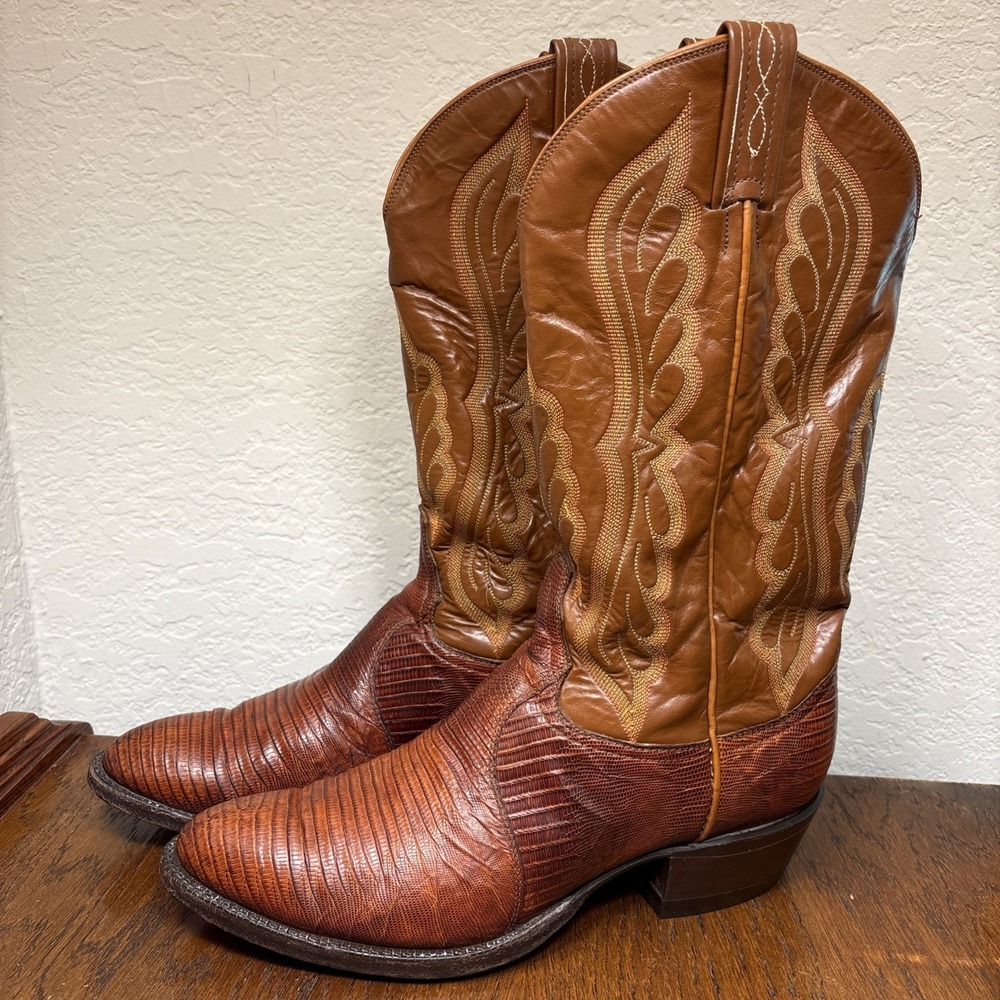 Vtg 1992 Tony Lama 8540 Armadillo & Calf Leather Cowboy Boots Men 6/Women 9.5D